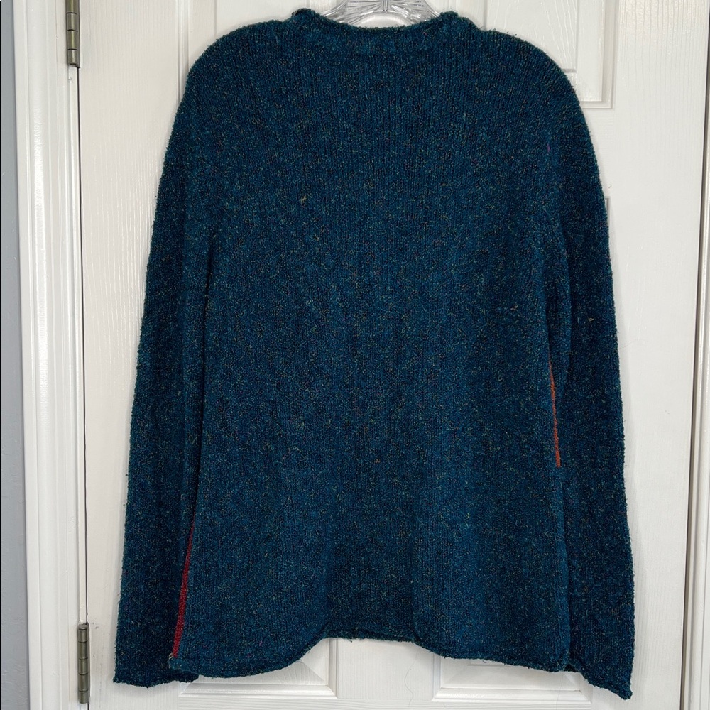 Vintage 90s chunky knit pocket sweater with multi color squares Westbound medium - Picture 2 of 7